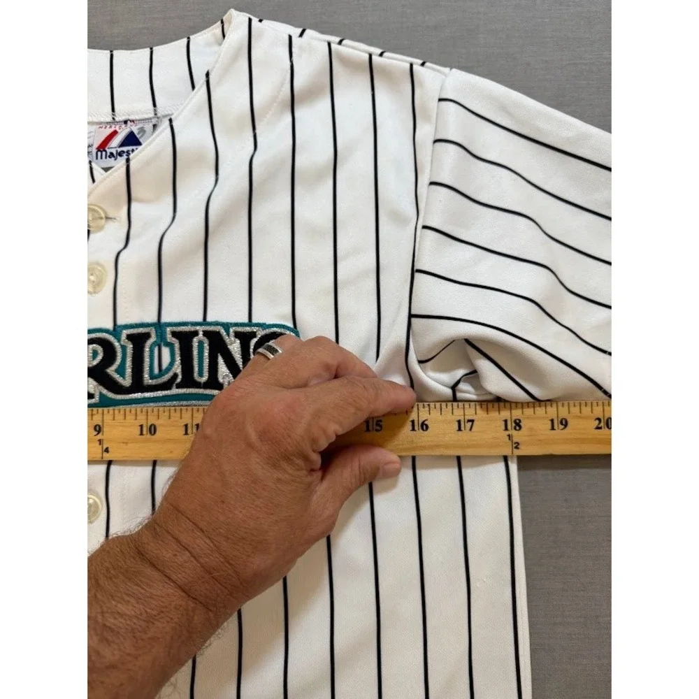 Vintage Majestic Marlins Ramirez #2‎ Baseball Jersey Pinstripe White Boys Size L